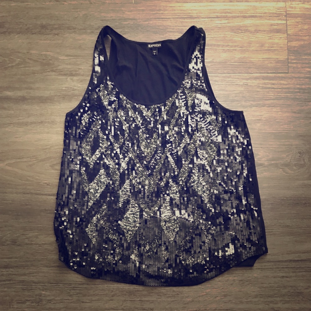 Express Black Sequin Tank